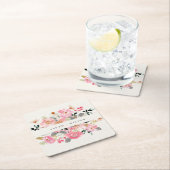 Rustikale Hochzeit mit lebendigem Rosa Wasserfarbe Rechteckiger Pappuntersetzer (Vor Ort)