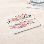 Rustikale Hochzeit mit lebendigem Rosa Wasserfarbe Rechteckiger Pappuntersetzer (angewinkelt)