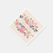 Rustikale Hochzeit mit lebendigem Rosa Wasserfarbe Serviette (Ecke)