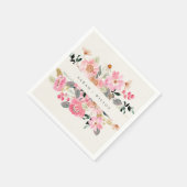 Rustikale Hochzeit mit lebendigem Rosa Wasserfarbe Serviette (Ecke)