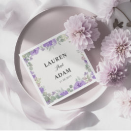 Rustikale Hochzeit mit Lila Blumenwasser Serviette