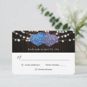 Rustikale Hochzeit mit Lila Blüte RSVP Karte (Stehend Vorderseite)