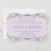 Rustikale Hochzeit mit Lila und grüner Blüte Einladung (Vorderseite)