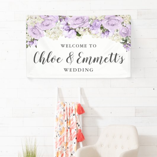 Rustikale Hochzeit mit Lila und weißer Blüte Banner (Insitu)