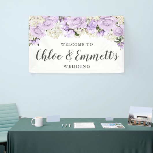Rustikale Hochzeit mit Lila und weißer Blüte Banner (Messeveranstaltung)