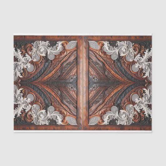 Rustikale Hochzeit mit mehrfarbigem Leder und Spit Seidenpapier (Vorderseite)