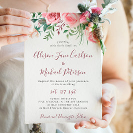 Rustikale Hochzeit mit modernem Blumenwasser Einladung