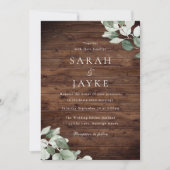 Rustikale Hochzeit mit modernem grünen Leaf Einladung (Vorderseite)