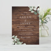 Rustikale Hochzeit mit modernem grünen Leaf Einladung (Stehend Vorderseite)