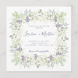 Rustikale Hochzeit mit modernen Blumen und Oliven Einladung