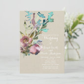 Rustikale Hochzeit mit moderner Wasserfarbe Einladung (Stehend Vorderseite)