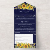 Rustikale Hochzeit mit Navy und Sonnenblumen All In One Einladung (Innen Boden)