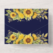 Rustikale Hochzeit mit Navy und Sonnenblumen All In One Einladung (Rückseite)
