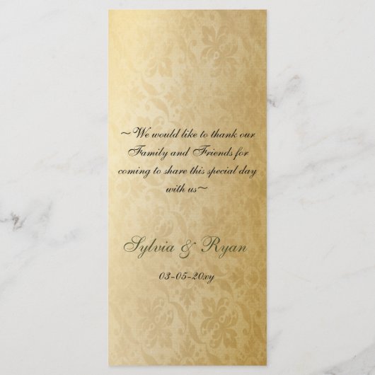 Rustikale Hochzeit mit Ornamenten, Grün und Gold Menükarte (Rückseite)