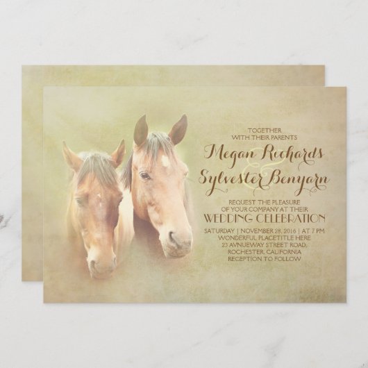 rustikale Hochzeit mit Pferdeschlitten Einladung (Vorne/Hinten)