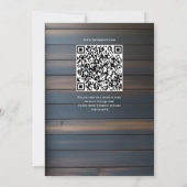 Rustikale Hochzeit mit QR-Code aus Holz Einladung (Rückseite)