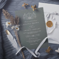 Rustikale Hochzeit mit QR-Code in Lindgrün und Lin