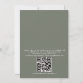 Rustikale Hochzeit mit QR-Code in Lindgrün und Lin Einladung (Rückseite)
