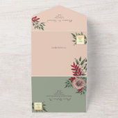 Rustikale Hochzeit mit rosa Blütenpracht All In One Einladung (Außenbereich)