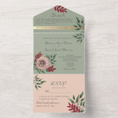 Rustikale Hochzeit mit rosa Blütenpracht All In One Einladung (Innen Boden)