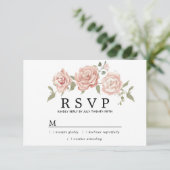 Rustikale Hochzeit mit rosa Rose RSVP Karte (Stehend Vorderseite)