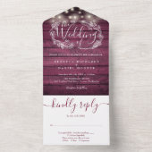 Rustikale Hochzeit mit rotem Holz All In One Einladung (Innen Boden)