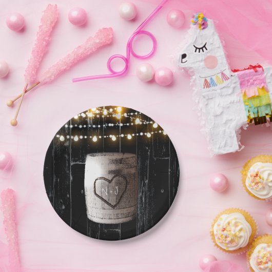 Rustikale Hochzeit mit schwarzem Holz Pappteller (Party)