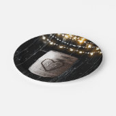 Rustikale Hochzeit mit schwarzem Holz Pappteller (Schrägansicht)