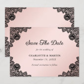 Rustikale Hochzeit mit schwarzem und blütendem Bra Save The Date (Vorne/Hinten)