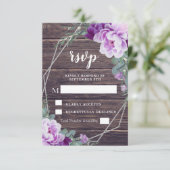 Rustikale Hochzeit mit Silberblumen und Lila Barnw RSVP Karte (Stehend Vorderseite)