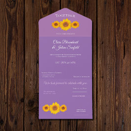 rustikale Hochzeit mit Sonnenblumen All In One Einladung