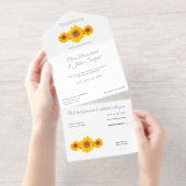 rustikale Hochzeit mit Sonnenblumen - in Creme All-in-One-Einladung (Abreißstreifen)