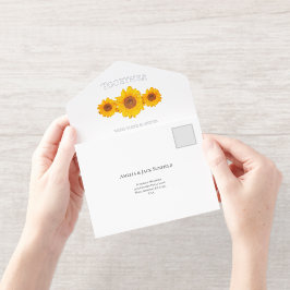 rustikale Hochzeit mit Sonnenblumen - in Creme All-in-One-Einladung