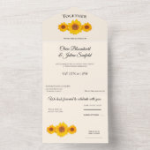 rustikale Hochzeit mit Sonnenblumen - in Creme All In One Einladung (Innen)