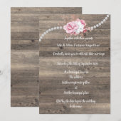 Rustikale Hochzeit mit Vintagem Blumenrosa Einladung (Vorne/Hinten)