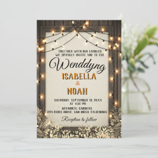 Rustikale Hochzeit mit Vintagen Blume und Foliage Einladung