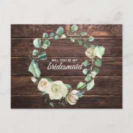 Rustikale Hochzeit mit weißem Rosenholz Einladungspostkarte