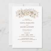 Rustikale Hochzeit mit weißer Blüte Einladung (Vorderseite)