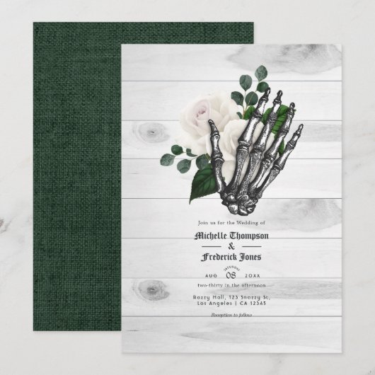 Rustikale Hochzeit mit weißer Blüte Einladung (Vorne/Hinten)