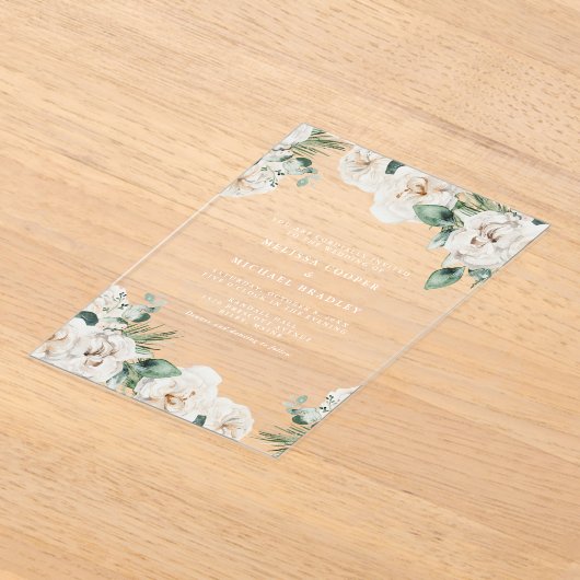 Rustikale Hochzeit mit weißer Wasserfarbe Acryleinladungen (Ablage )