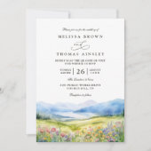 Rustikale Hochzeit mit Wildblumen und QR-Code in d Einladung (Vorderseite)