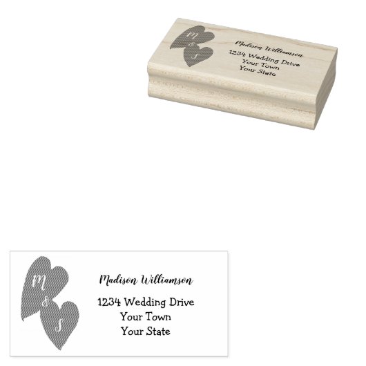 Rustikale Hochzeit | Monogram Heart Rücksendeadres Gummistempel (Stempel)