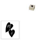Rustikale Hochzeit | Monogramm Zwei Herzen Gummistempel (Stempel)