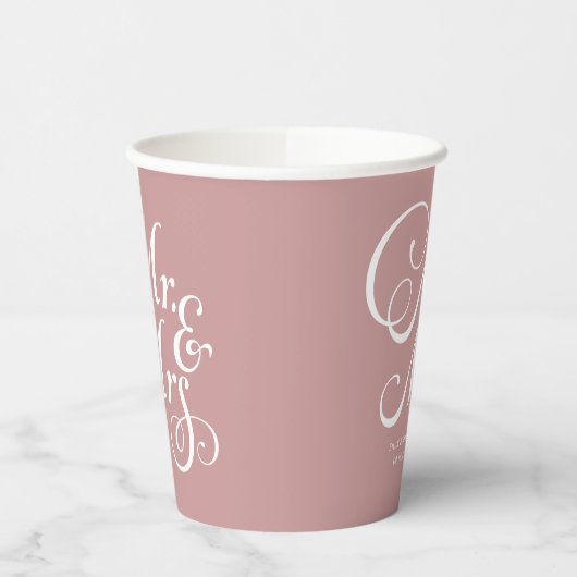 Rustikale Hochzeit mr & mrs Dusty Pink personalisi Pappbecher (Links)