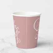 Rustikale Hochzeit mr & mrs Dusty Pink personalisi Pappbecher (Rechts)