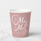 Rustikale Hochzeit mr & mrs Dusty Pink personalisi Pappbecher (Vorderseite)