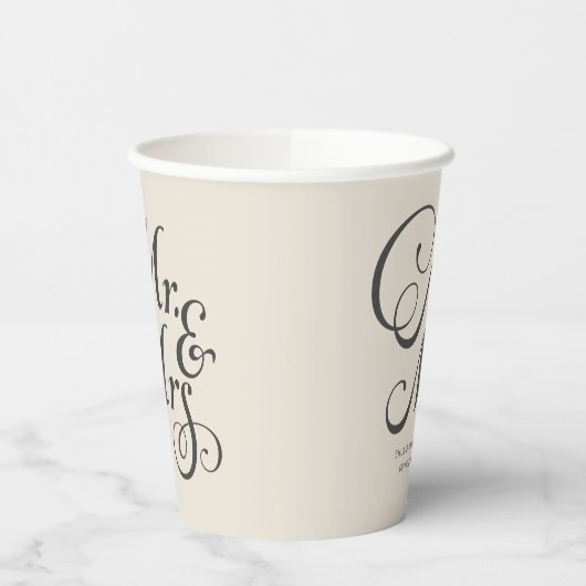 Rustikale Hochzeit mr & mrs Ivory personalisiert Pappbecher (Links)