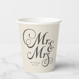 Rustikale Hochzeit mr & mrs Ivory personalisiert Pappbecher