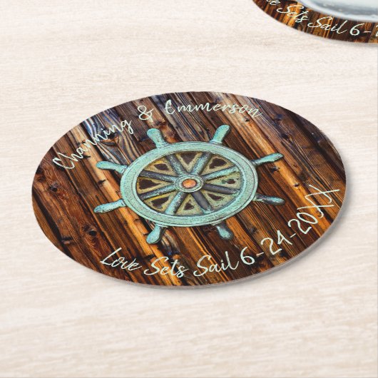 Rustikale Hochzeit oder Verlobung Runder Pappuntersetzer (Angewinkelt)