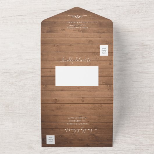 Rustikale Hochzeit ohne Menüoptionen All In One Einladung (Außenbereich)